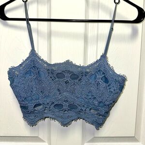 Free People Dusty Blue Lace Bralette